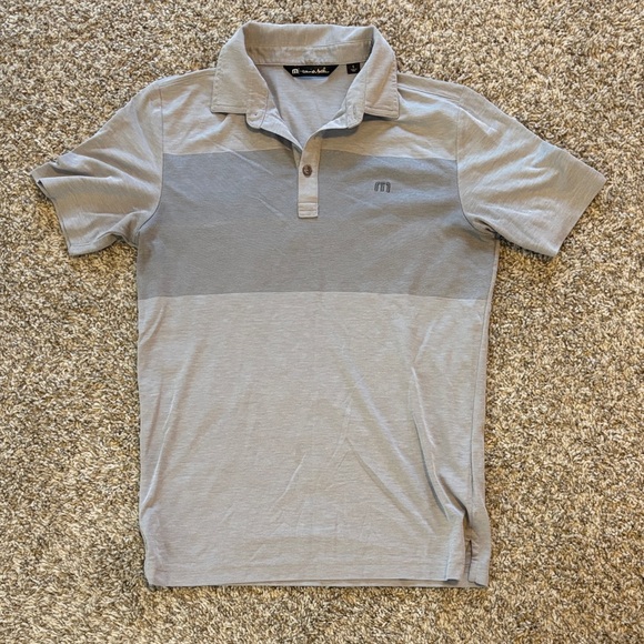 Travis Mathew Men's Gray/blue Polo Shirt - Picture 1 of 3